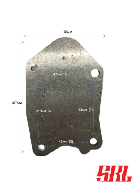 ZEGR-107X70X4 Заглушка клапана EGR SKL универсальная, 107 x 70мм, 4 отверстия Ø 6мм